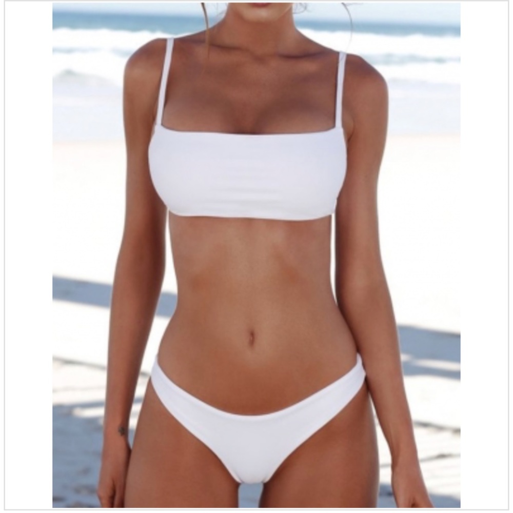 NEW White Sexy Bandage Solid White Bikini Set - Picture 2 of 3